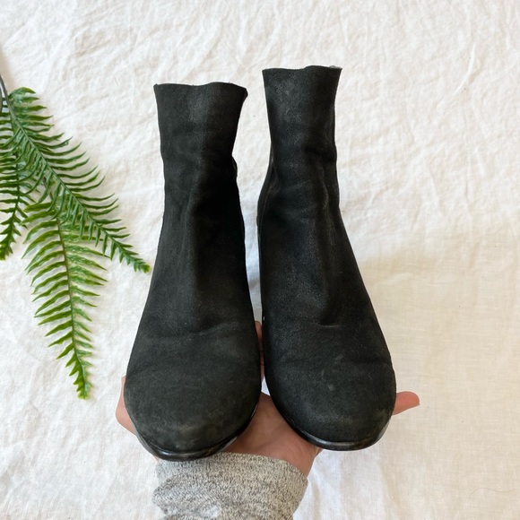 Lucky Brand Ravynn Ankle Boot Black Leather Block Heel - Picture 5 of 12